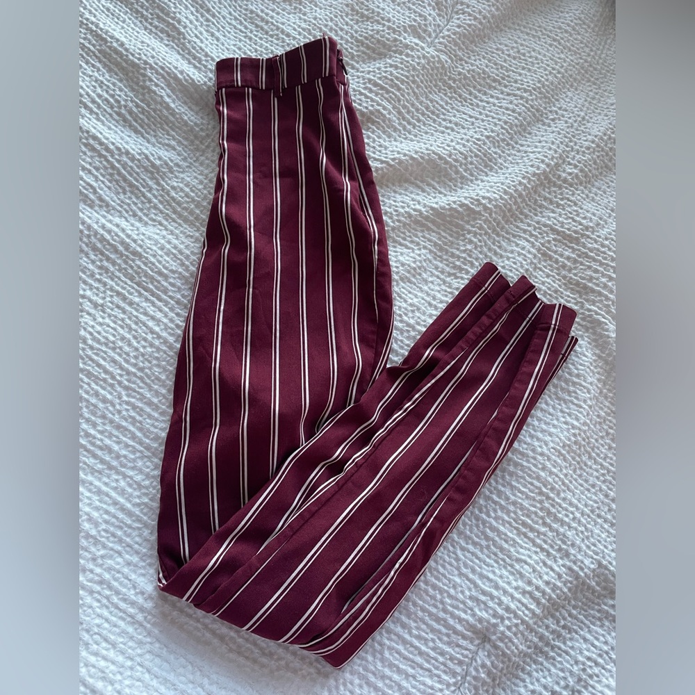 Forever 21 Red & White Striped Work Pants / Trousers